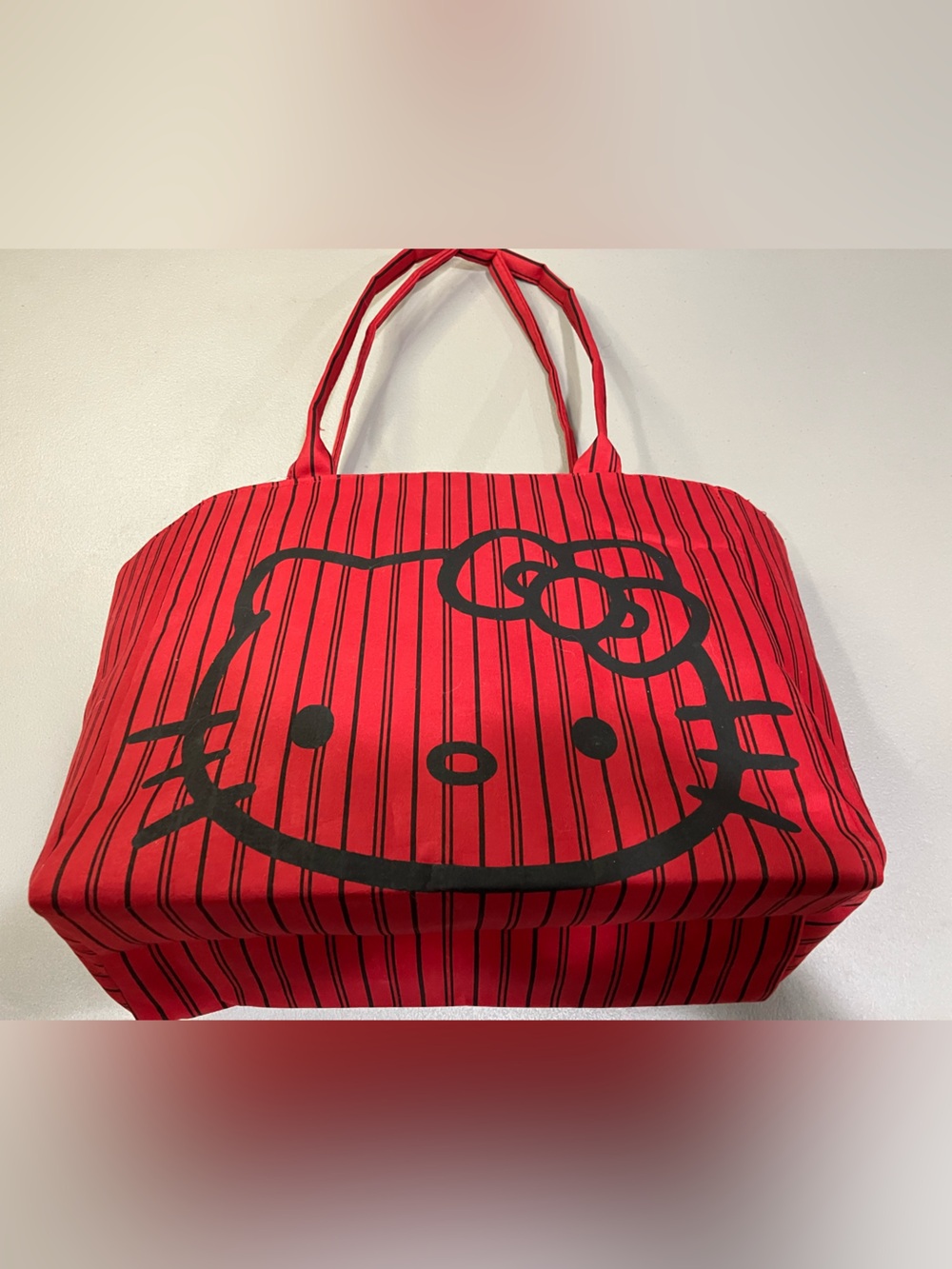 EUC Hello Kitty Red Striped Tote Bag 2008